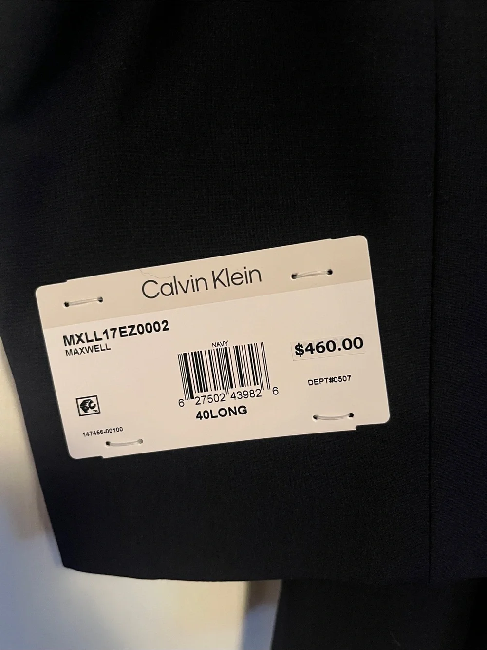 Calvin Klein Men’s Slim-Fit Wool-Blend Stretch Suit Jacket 40L & Trousers 32x34